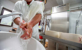 man washing hands