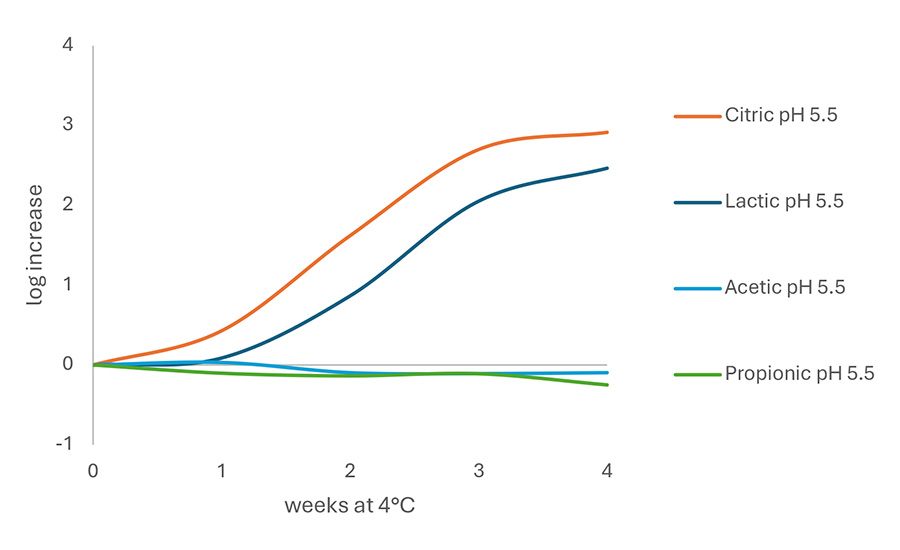 Differences in growth rate of L. monocytogenes