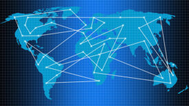 global map connected with lines