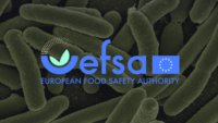 e. coli bacteria with efsa logo overlay