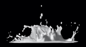 white milk splash against black background