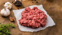 raw ground beef on parchment paper