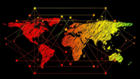 sketch of world map with connected points