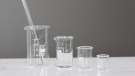 small empty glass beakers