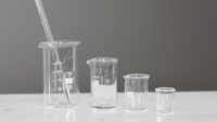 small empty glass beakers