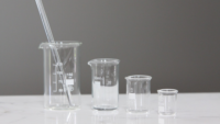 small empty glass beakers