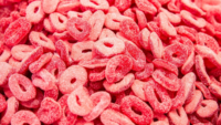 bunch of red gummy candy