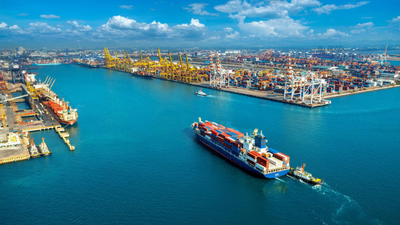 cargo ship entering port