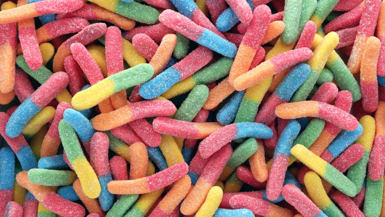 multicolored gummy worms