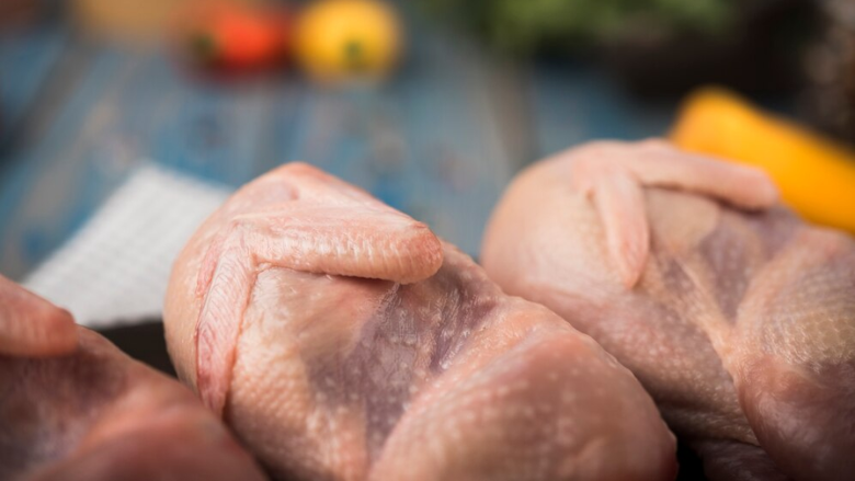 raw chicken halves